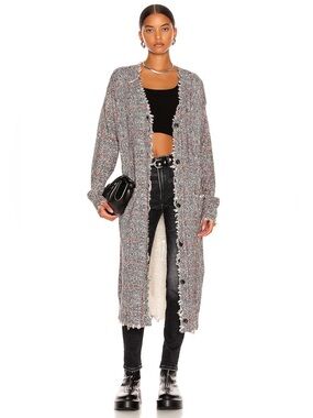 R13 Printed Tweed Long Cardigan